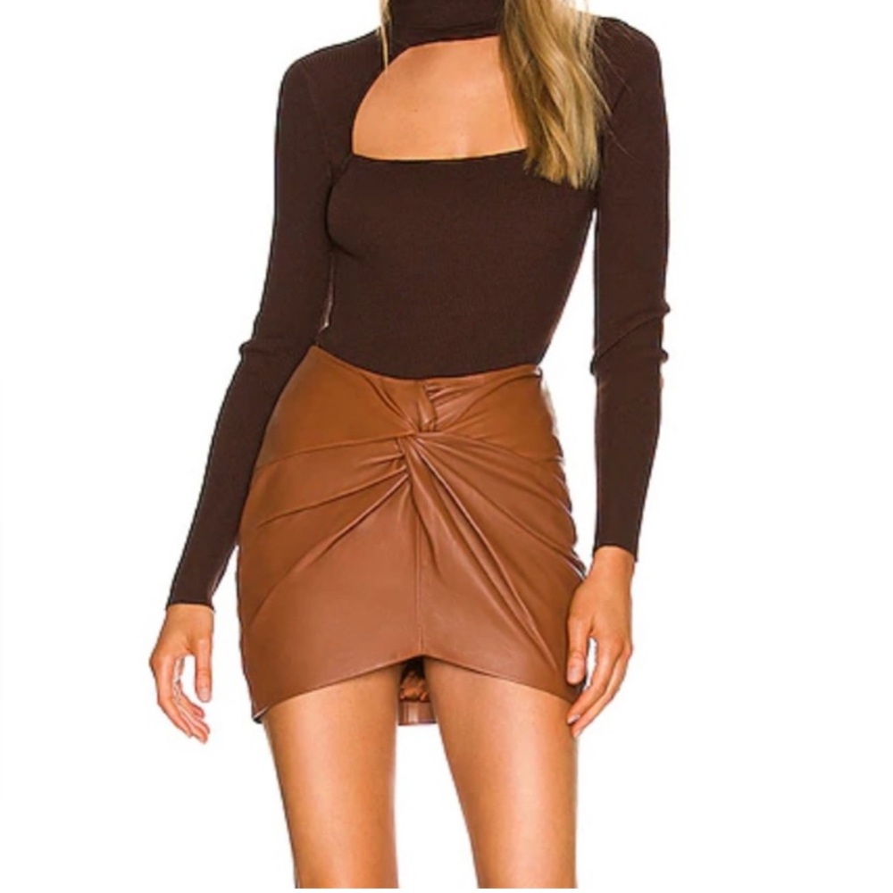 Camila Coelho Leather Mini Skirt